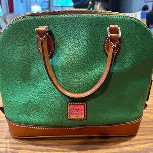 Dooney and Bourke Pebbled Leather ZipZip Satchel - Kelly Green